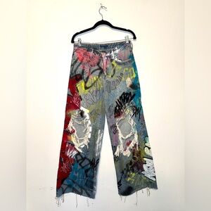 Forever 21 Multicolor Graffiti Flare Jeans